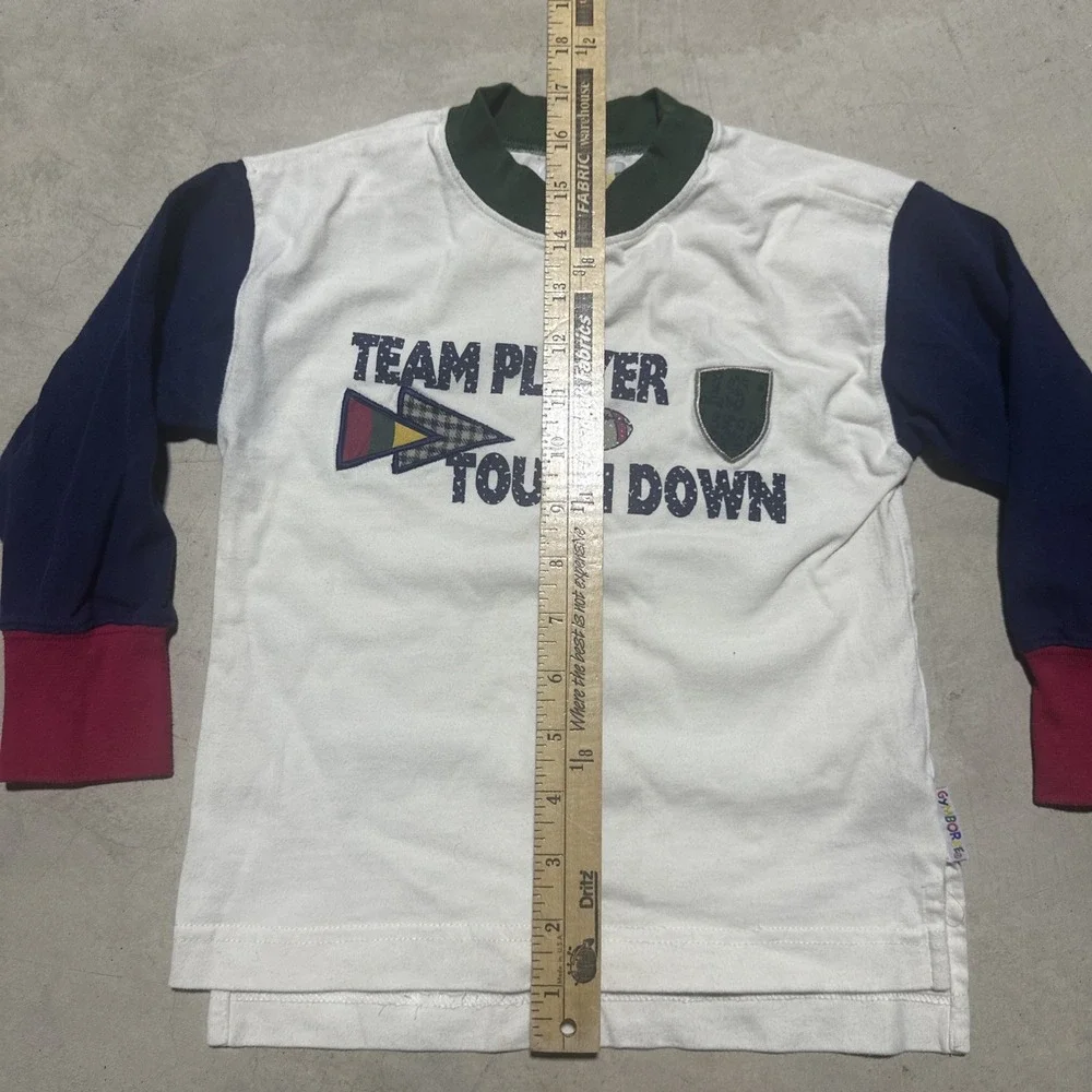 Vintage Gymboree Team Player Touch Down Long Sleeve Shirt SZ Medium Rainbow Tag